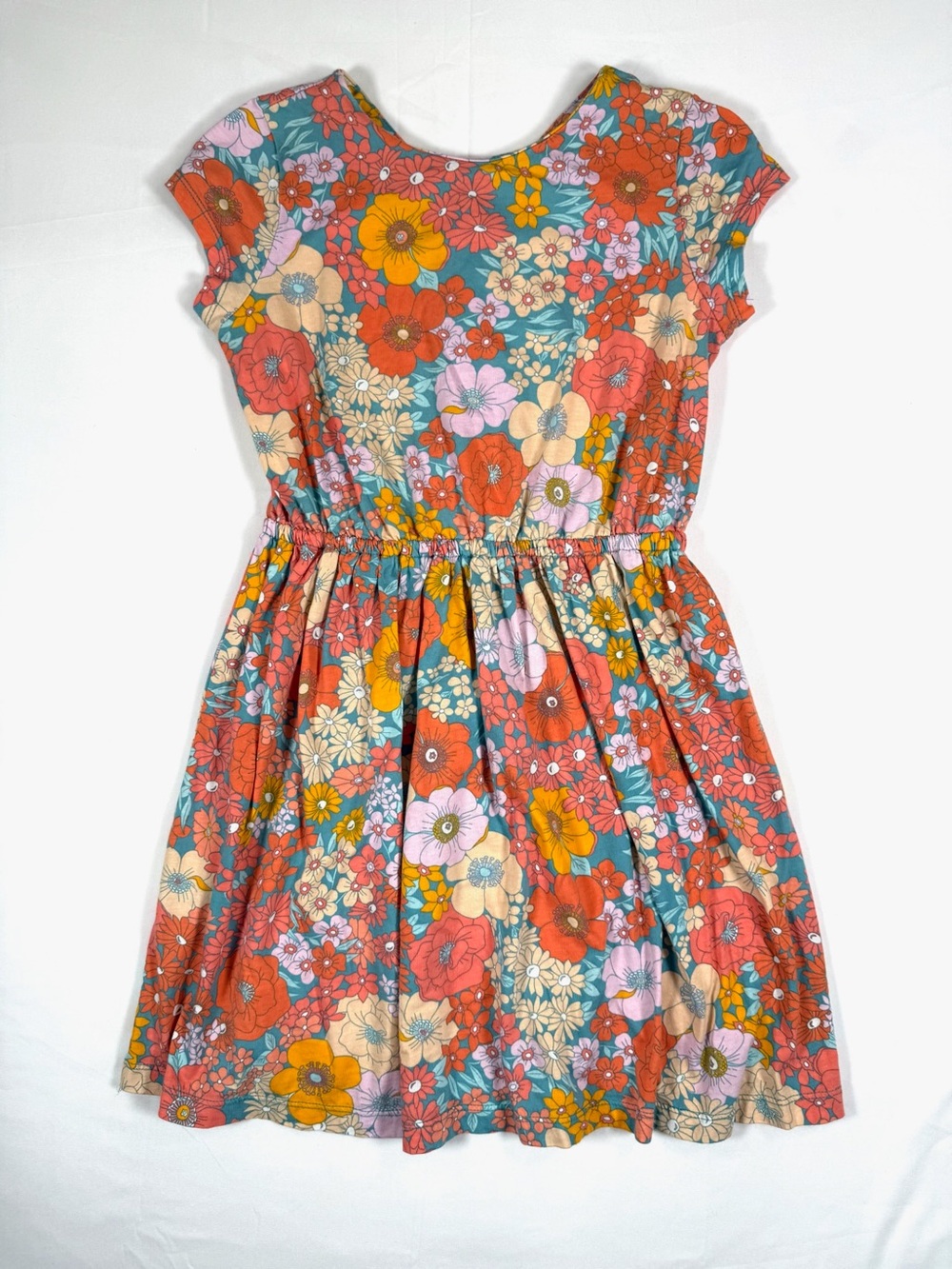 CARTER’S KID Girls Floral Dress Size 12/12A Boho Cotton Short Sleeve Spring